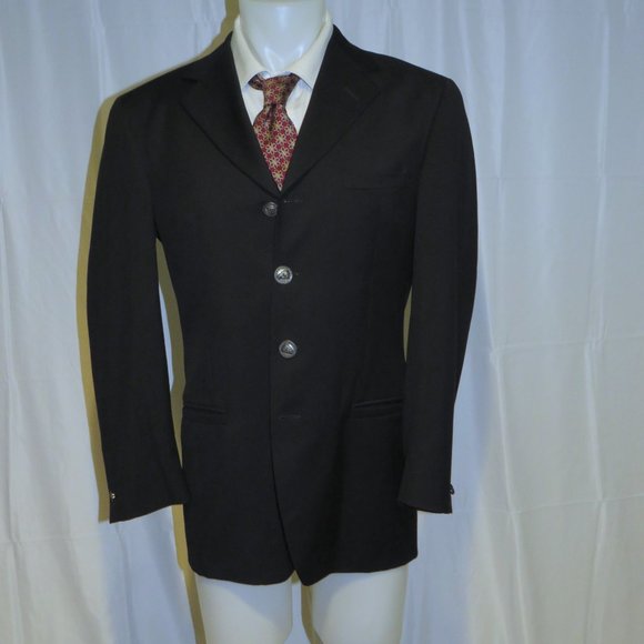 Istante by Versace Vintage Solid Black Four Metal Button Sport Coat 38R - Picture 2 of 12